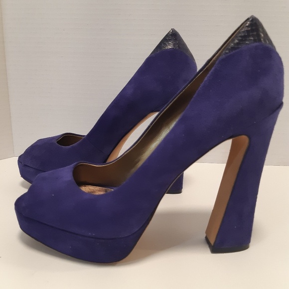 Sam Edelman Purple Suede Funky Heels - Picture 1 of 8